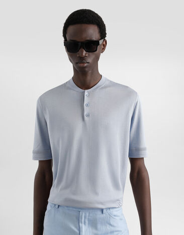 Dolce & Gabbana Serafino silk pullover Azure GXXA3ZJBSLV