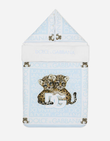 Dolce & Gabbana Jersey sleep sack with all-over logo print Print LNJA88G7NVE