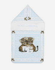 Dolce & Gabbana Jersey sleep sack with all-over logo print Beige LNJAD8G7L5F