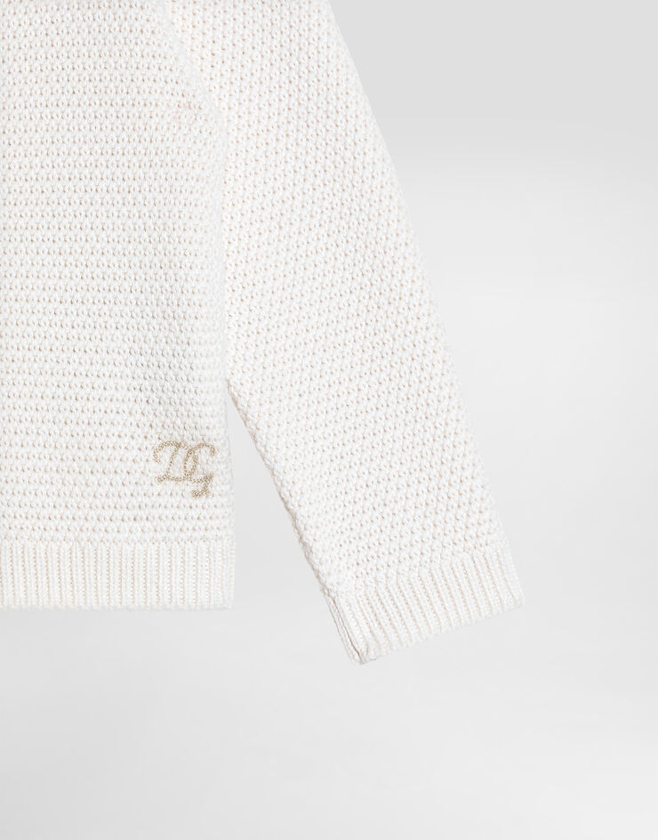 Dolce & Gabbana Seed stitch cotton and cashmere knit cardigan White L1KWG1JGMG8