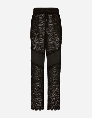 Dolce&Gabbana Cordonetto lace and jersey jogging pants White GY6IETFUFJR