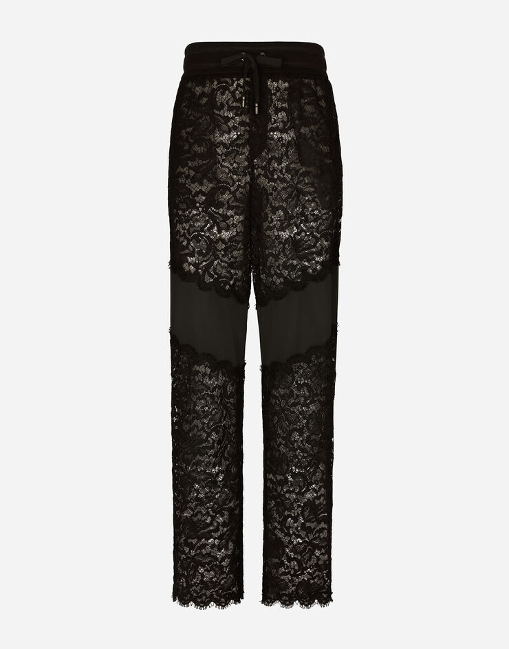 Dolce & Gabbana Cordonetto lace and jersey jogging pants Black GVVYHTHLM3T