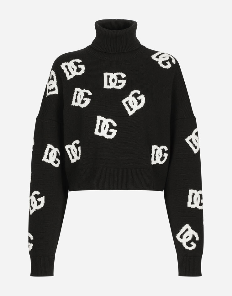 Dolce & Gabbana Maglia corta in lana con intarsio logo DG Stampa FXW11TJAWXA