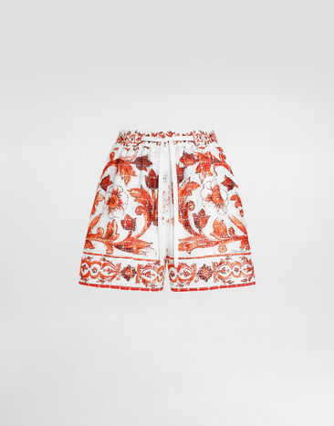 Dolce & Gabbana Shorts in pizzo sangallo stampa maiolica Multicolore FTDJZTGDDRB