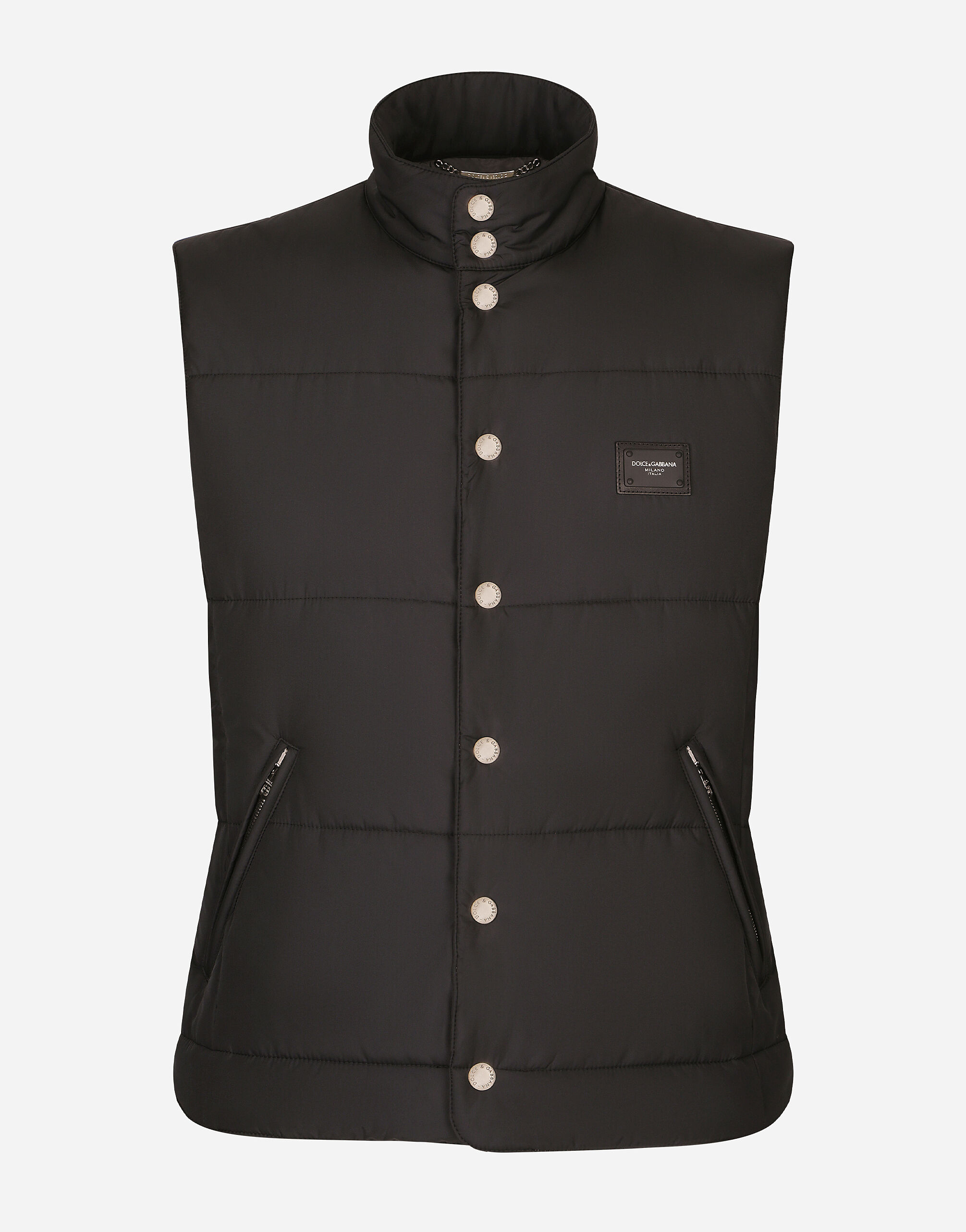 Gilet nylon con placca logata in Nero da Uomo Dolce Gabbana