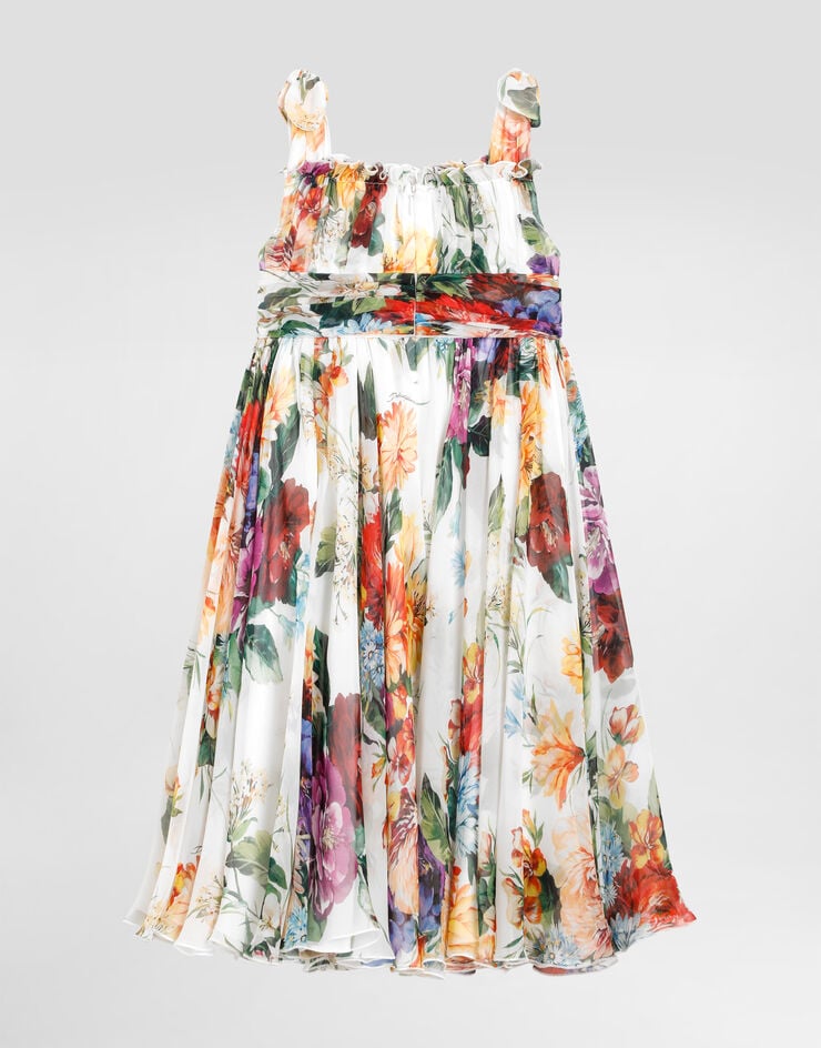 Dolce & Gabbana Ärmelloses Kleid aus Chiffon mit Blumenprint Drucken L54DK0IS1ZE