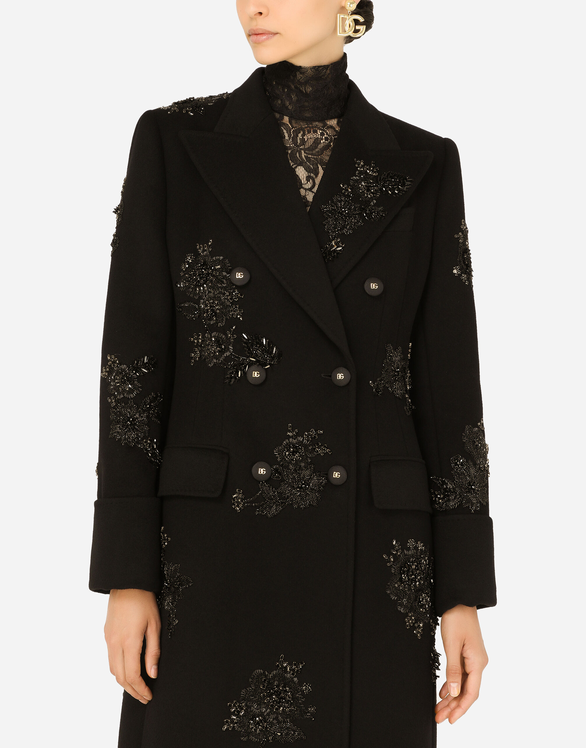 Wool embroidered coat top