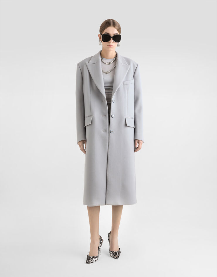Dolce & Gabbana Einreihiger Oversize-Mantel aus Kaschmirstoff Grau F0W2MTFU292