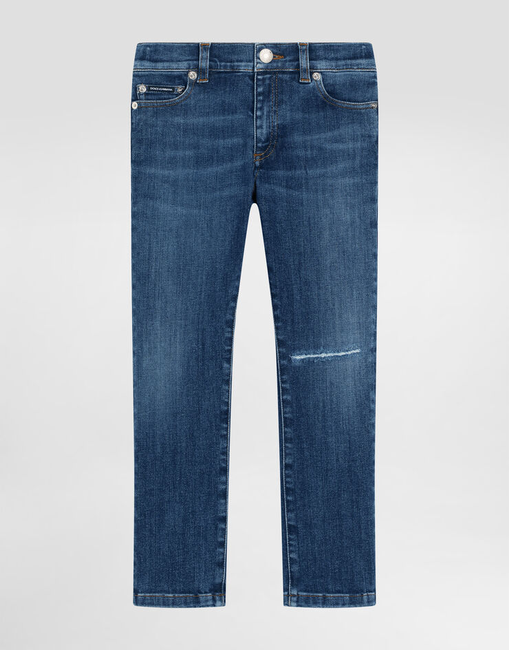 Dolce & Gabbana 5-pocket denim jeans with DG logo Multicolor L42F40LDD01