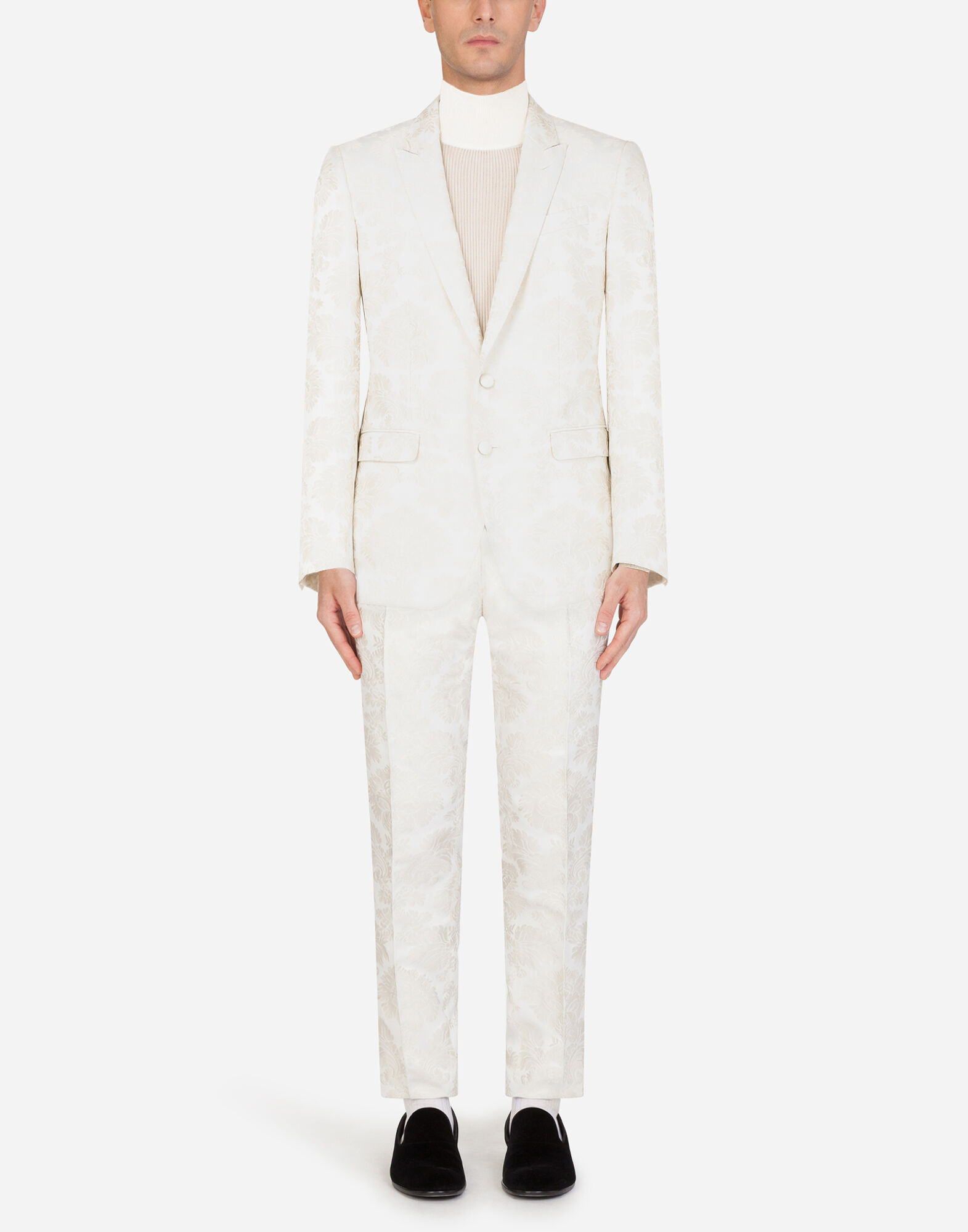 Floral jacquard martini fit suit in White for Men Dolce Gabbana US