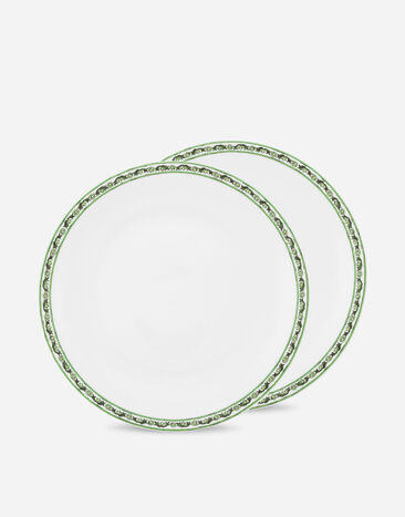 Dolce & Gabbana Set 2 Porcelain Dinner Plates Multicolor TC0S04TCA88