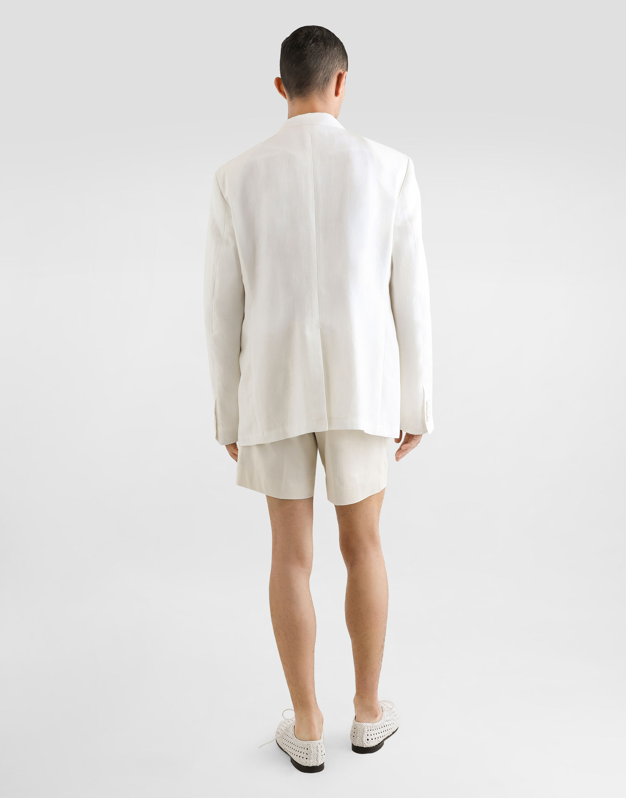 Whiteのメンズ Single-breasted linen fabric jacket | Dolce&Gabbana®