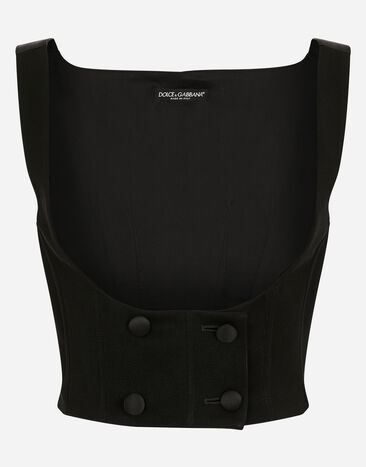 Dolce & Gabbana Chaleco de botonadura doble con cuello redondo de lana Negro F791FTFU28J