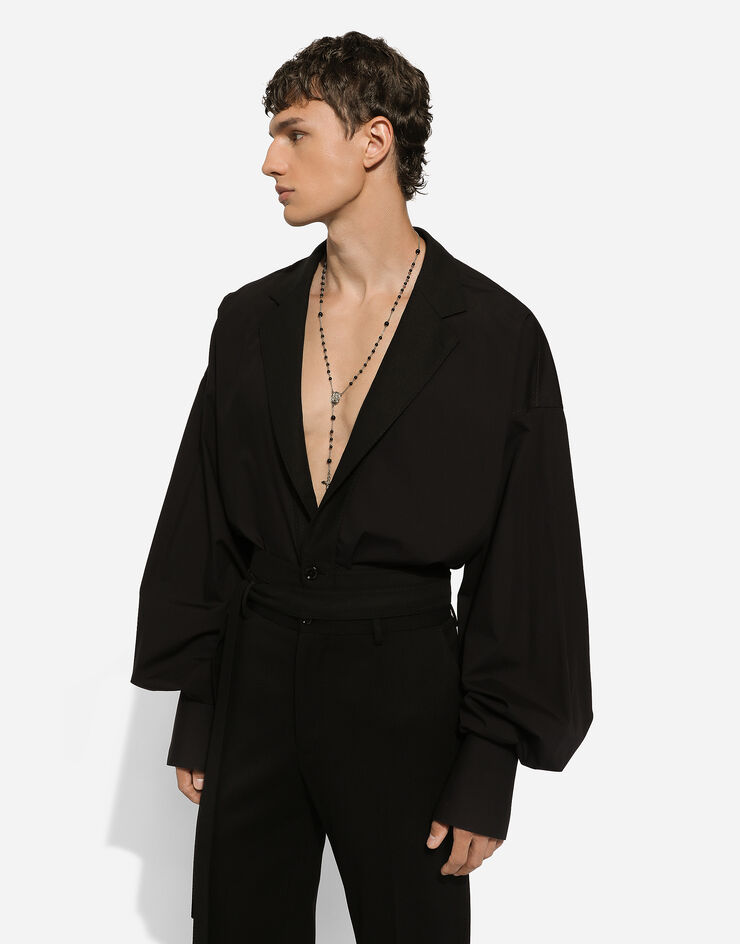 Dolce & Gabbana Chemise avec revers et col de veste en coton Noir G2SV4TFU5T9