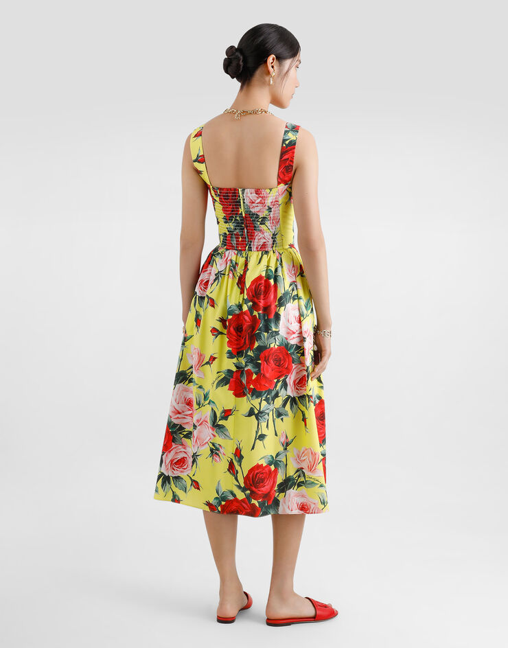 Dolce & Gabbana Short cotton sundress with gardenia print Print F6ZT1THS5TF