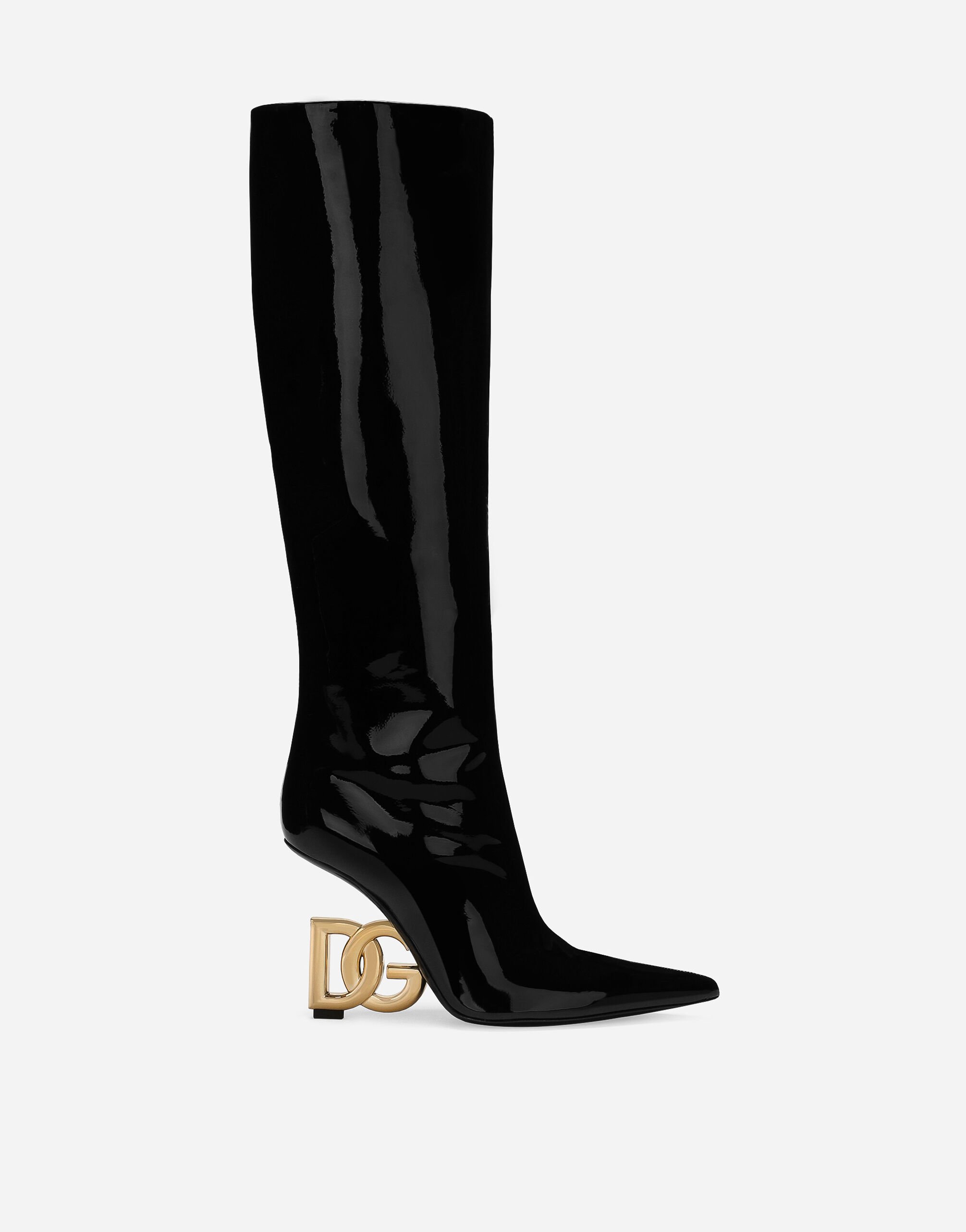 Dolce & Gabbana Stiefel aus weichem Lackleder Schwarz F29XTTFUWD6