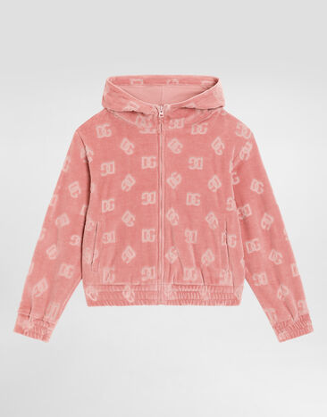 Dolce & Gabbana Chenille hoodie with jacquard DG logo White L5JTNKG7O9K