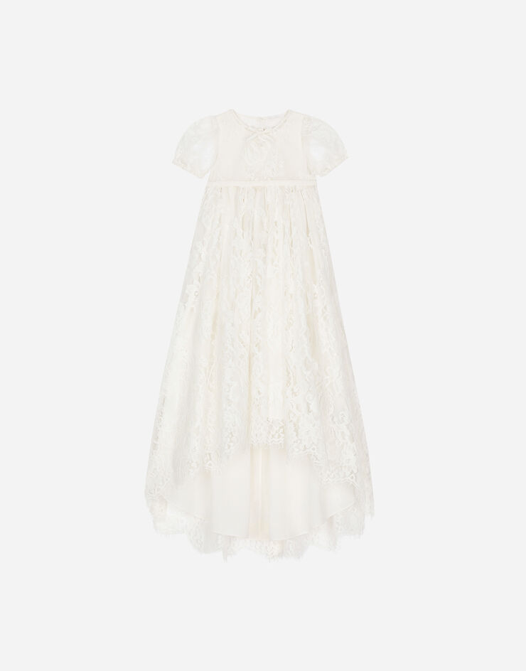 Dolce&Gabbana Empire-line ramage Chantilly lace christening dress with short sleeves Multicolor L0EGG0G7J1C