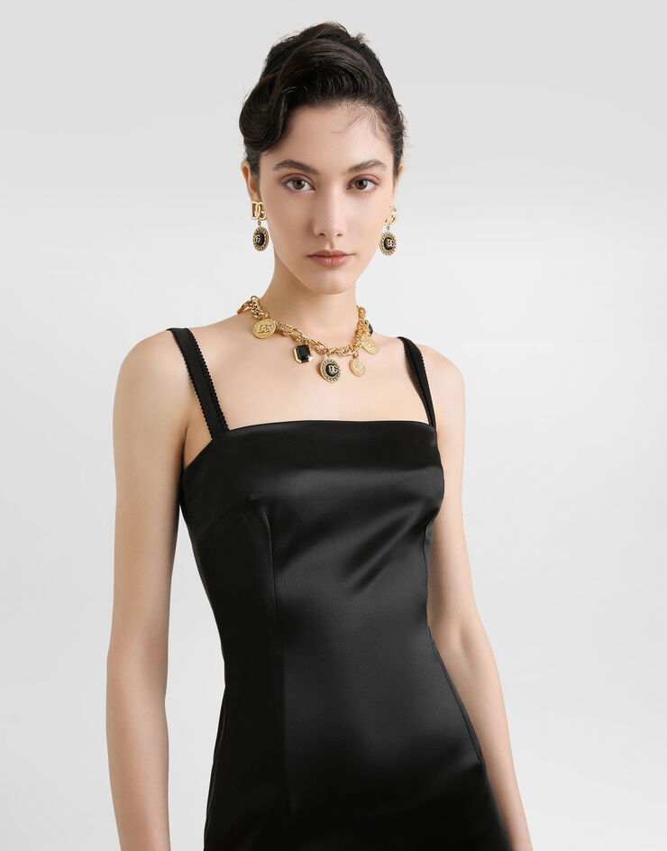 Dolce & Gabbana Vestido de raso elástico Negro F6TPRTFURAD