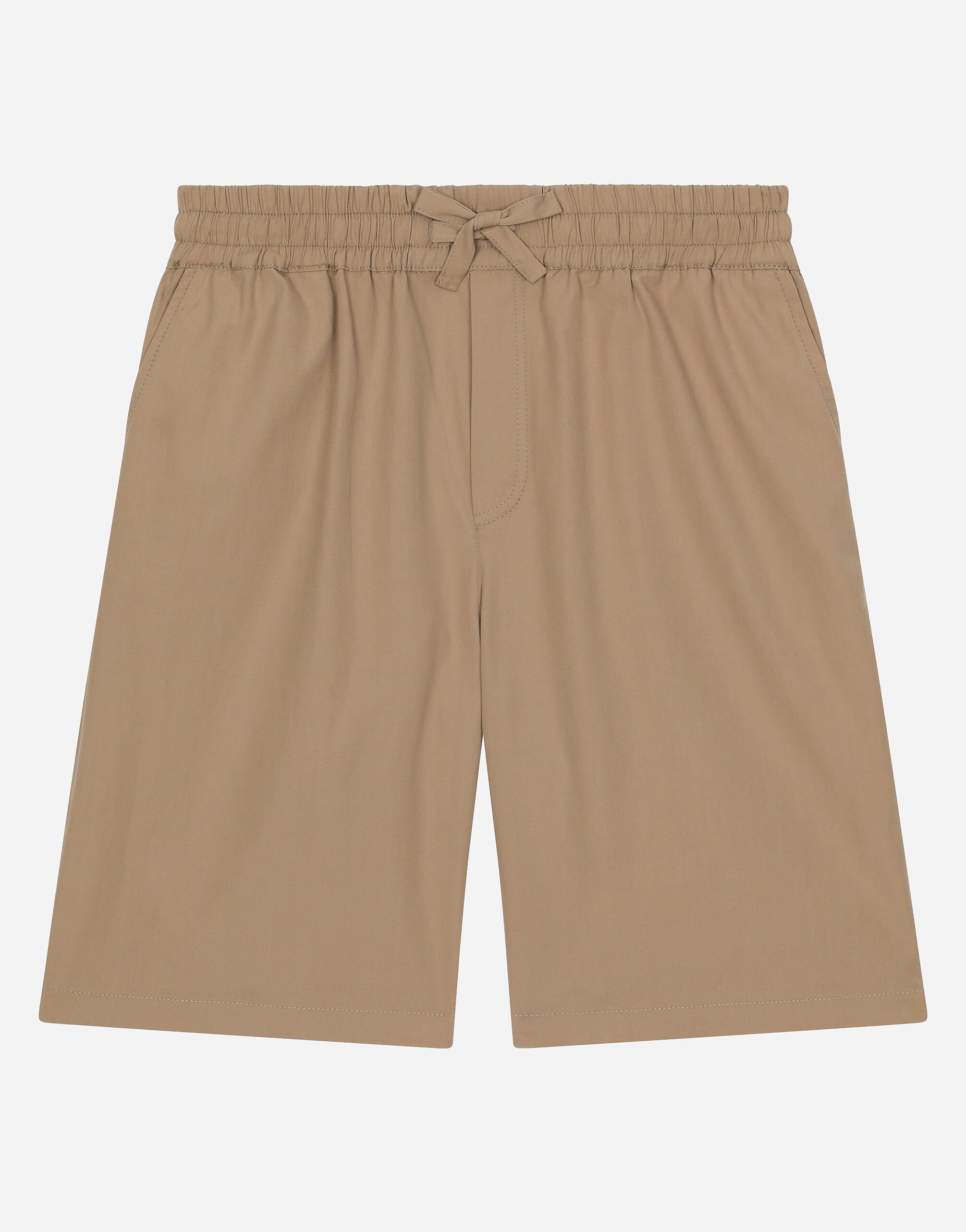 Dolce & Gabbana Poplin shorts with DG logo Beige L44S02G7NWR