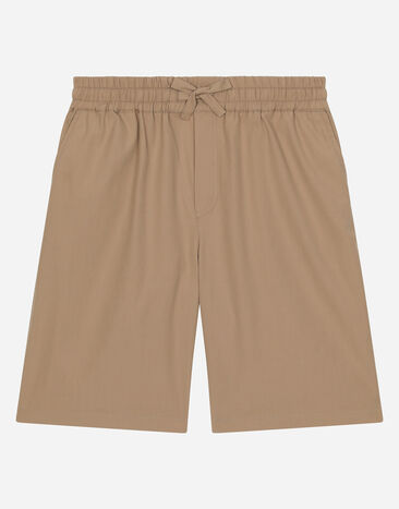 Dolce & Gabbana Poplin shorts with DG logo Beige L44S02G7NWR