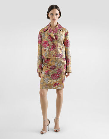 Dolce & Gabbana Floral jacquard fitted skirt Multicolor F4C2CTHJMRJ