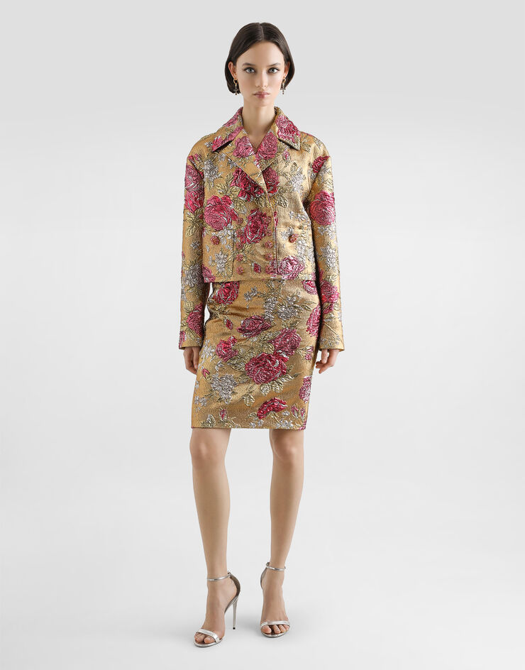 Dolce & Gabbana Floral jacquard fitted skirt Multicolor F4C2CTHJMRJ