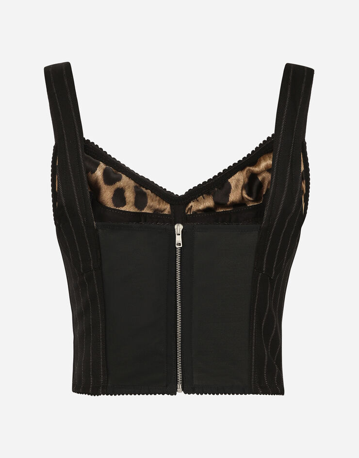 Dolce & Gabbana Nadelstreifen-Top im Bustier-Stil aus Wolle Mehrfarbig F7W98TFRBDB