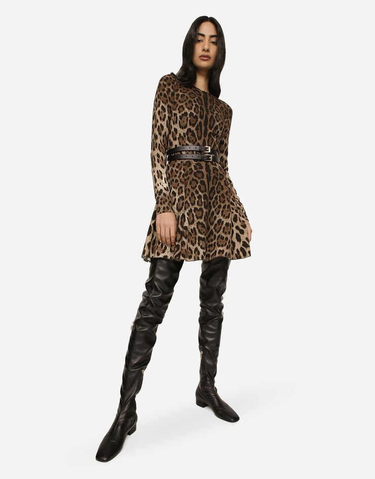 Dolce&Gabbana Short leopard-print cady dress Animal Print F6CPYTFSRKI