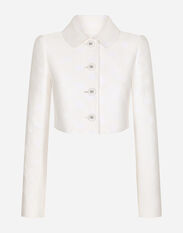 Dolce&Gabbana Short jacquard jacket with all-over DG logo Brown F791CTFU6Z1