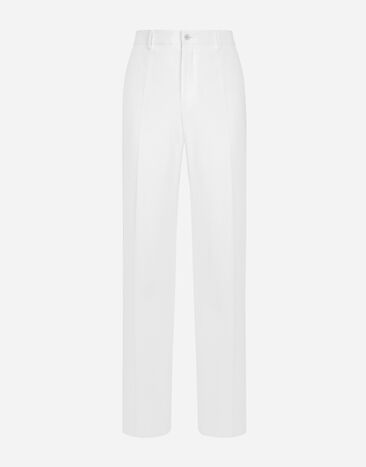 Dolce & Gabbana Pantalón de traje de algodón elástico Beige G2SZ6TFUBGF