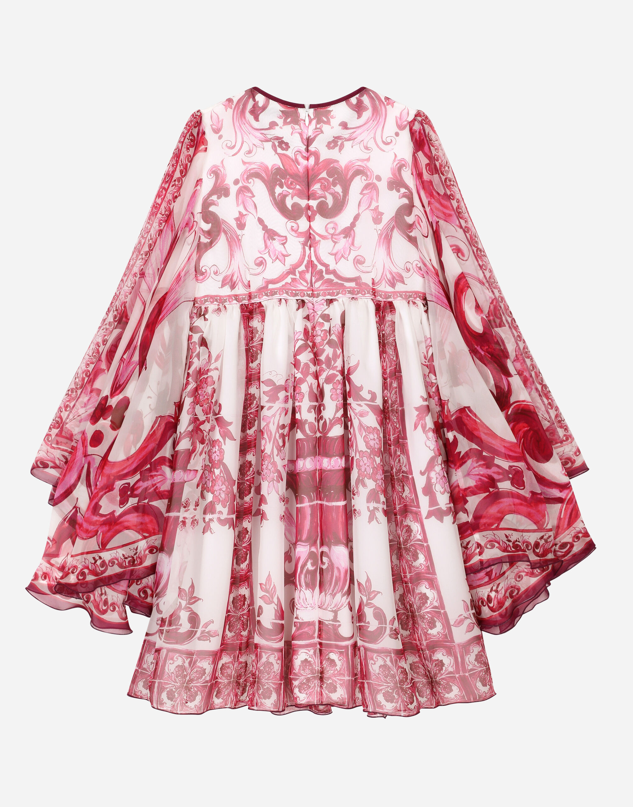 Long majolica print chiffon dress in Multicolor for for Girls