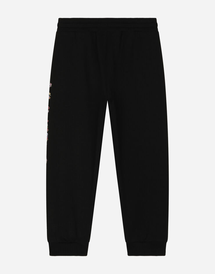 Dolce&Gabbana Jersey jogging pants with logo print Black L5JPB1G7KC1