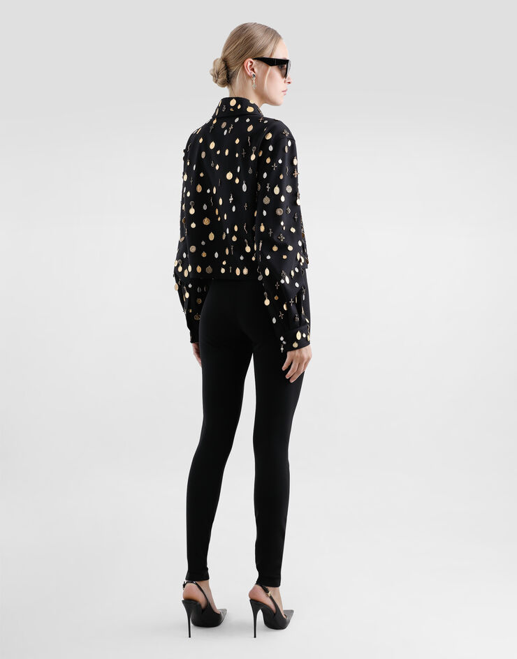 Dolce & Gabbana Cotton canvas sack jacket with all-over small medal embroidery Black F9S31ZGDCS7