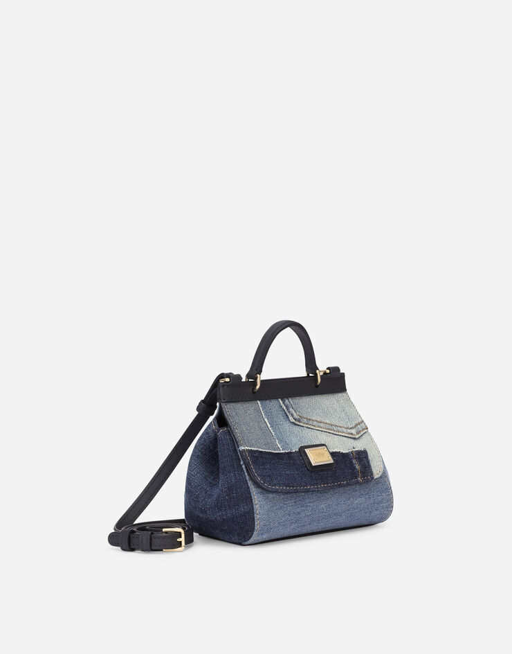 Dolce & Gabbana Mini-Tasche Sicily aus Patchwork-Denim Blau EB0003A4805