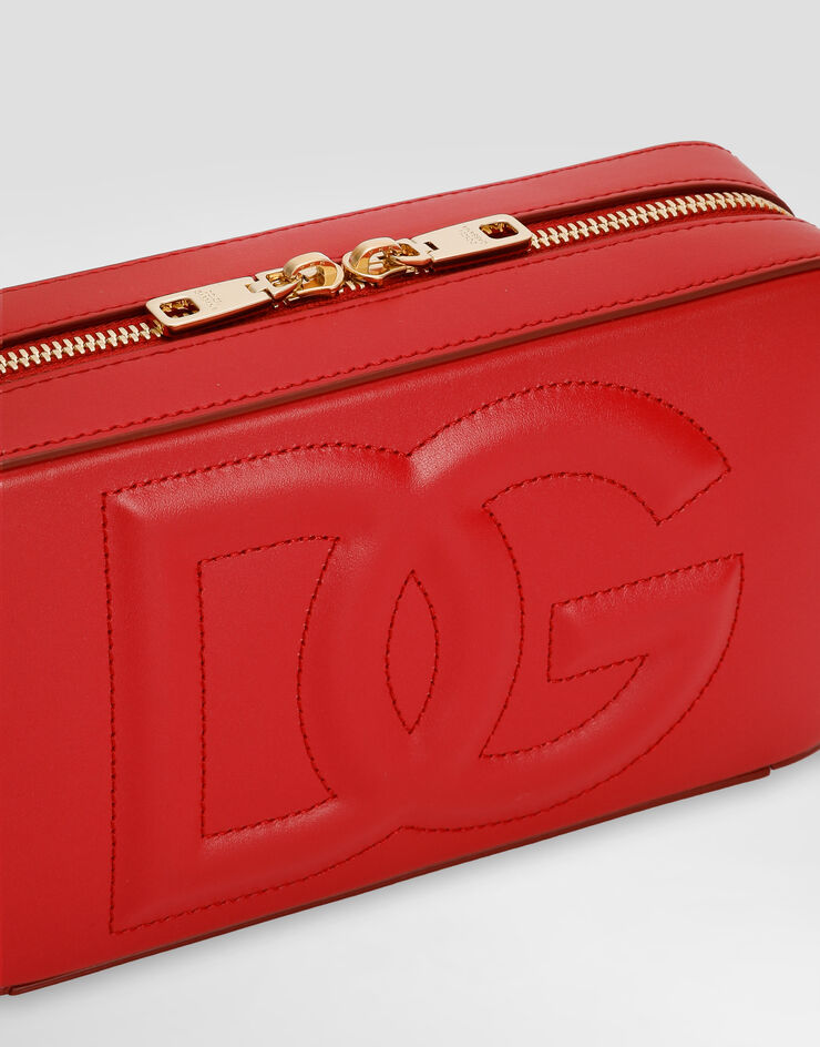 Dolce & Gabbana Camera bag logo DG petit format en cuir de veau Rouge BB7289AW576