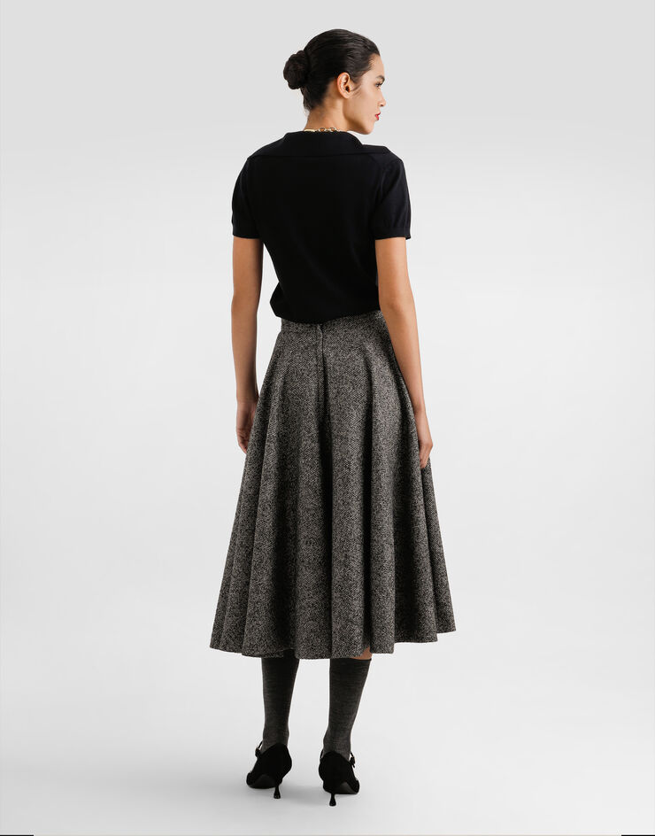 Dolce & Gabbana Wool blend chevron midi skirt Multicolor F4C6FTFCZAF