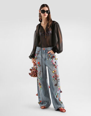 Dolce & Gabbana Silk chiffon top Black F7BR1TFU1AT