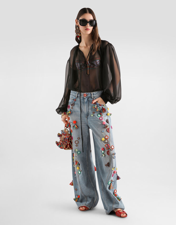 Dolce & Gabbana Silk chiffon top Black F7BR1TFU1AT