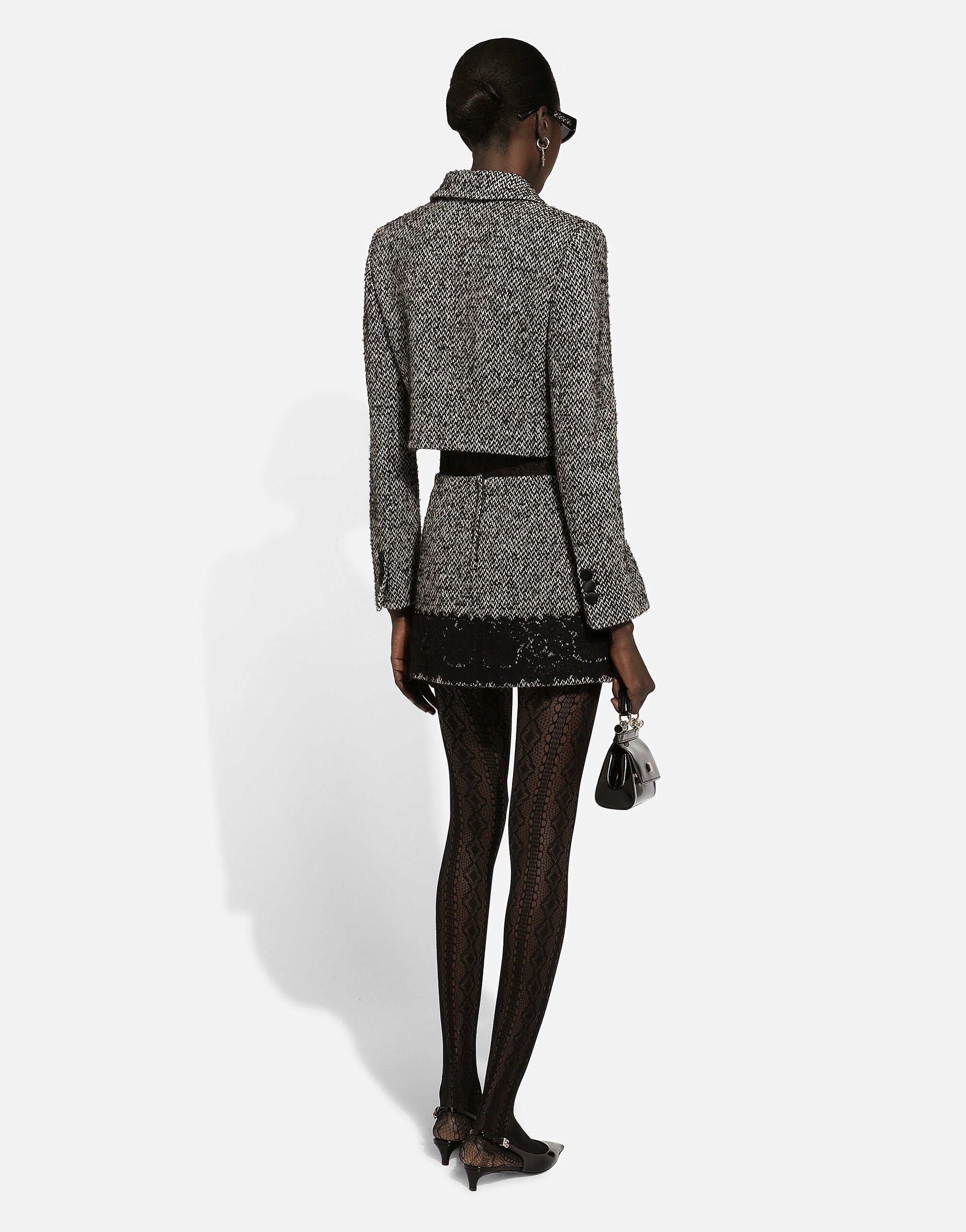 Short wool micro-tweed jacket in Multicolor for Women