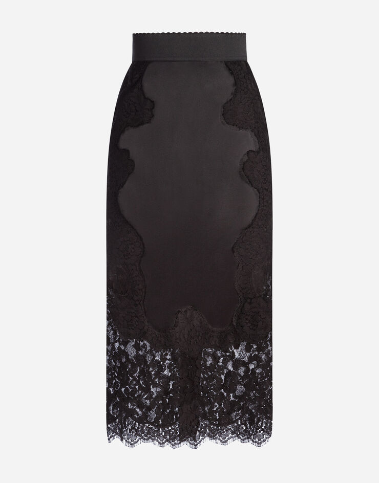 Dolce&Gabbana Satin skirt Black F4BHCTFURAG
