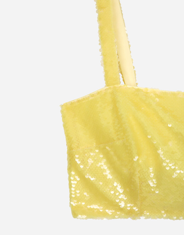 Dolce & Gabbana Кроп-топ с вышивкой пайетками желтый F79AATFLSJM