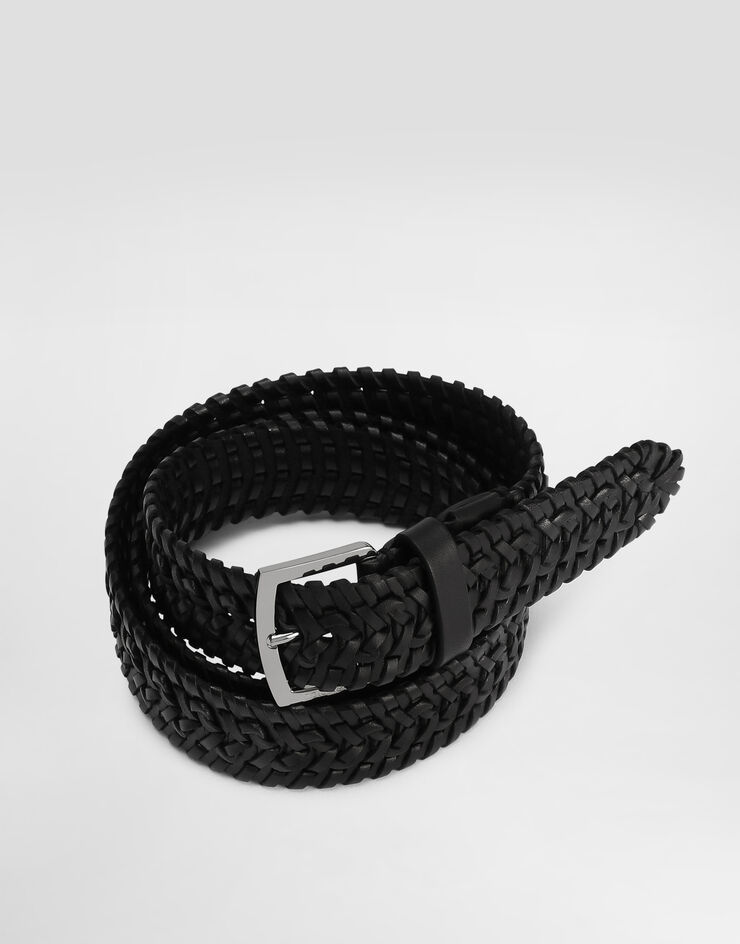Dolce & Gabbana 우븐 가죽 벨트 블랙 BC4894A6H39