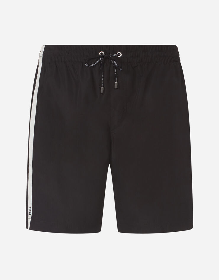 Dolce & Gabbana Short swimming trunks with logoed ribbon 黑 M4A68TFUSFW