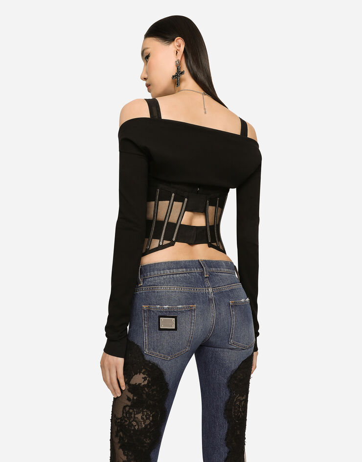 Dolce & Gabbana KIM DOLCE&GABBANA Jersey Milano rib shrug Black F26T2TFUGPO