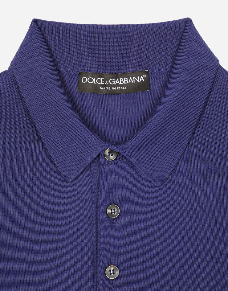 Dolce & Gabbana 로고 태그 울 폴로 셔츠 블루 GXO38TJCVC7
