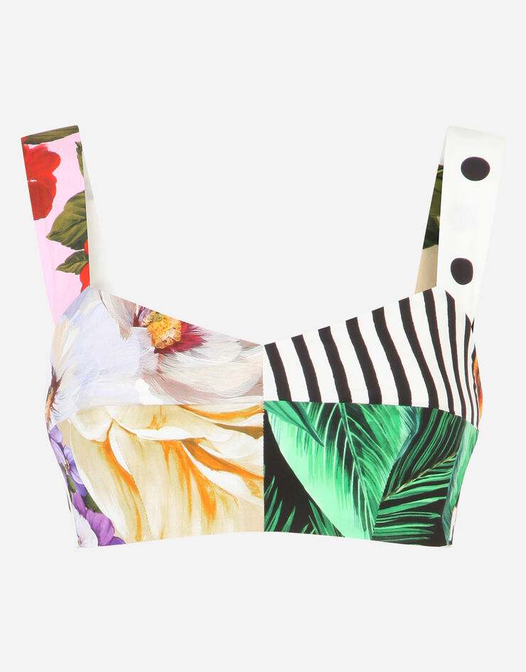 Dolce & Gabbana Patchwork poplin bustier top BLUE F7Q34TGDX82