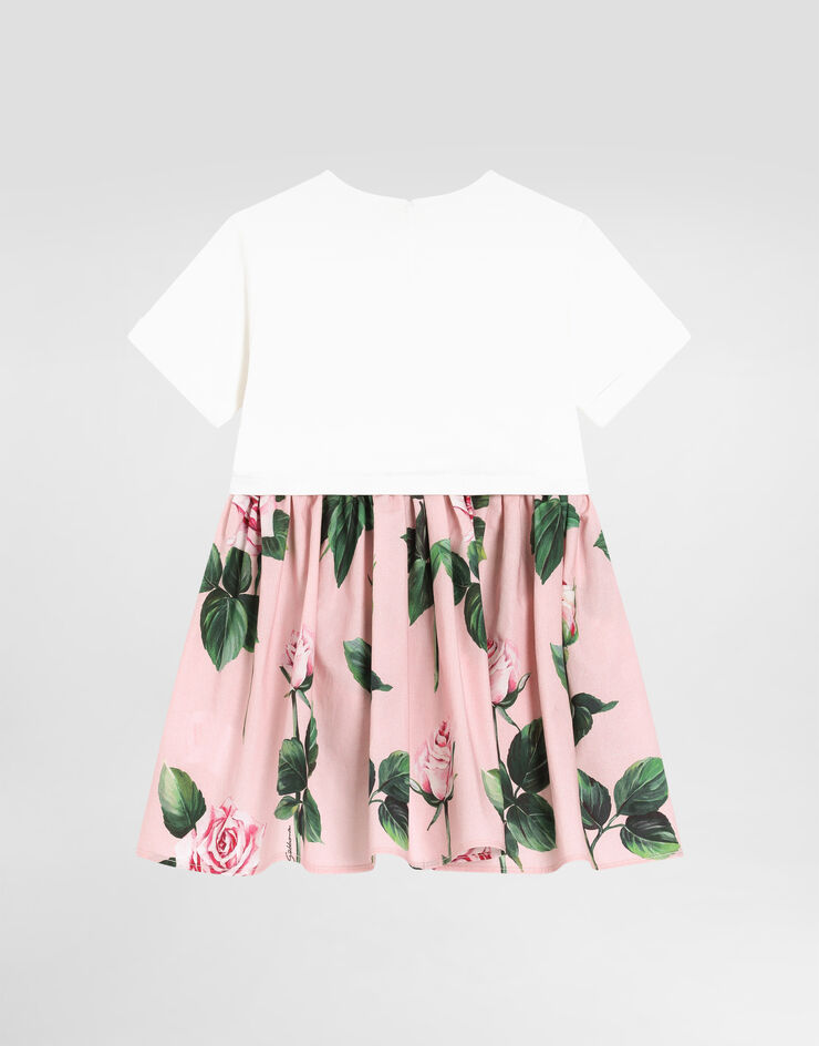 Dolce & Gabbana Rose-print poplin and jersey dress Print L2JD9RG7O0S