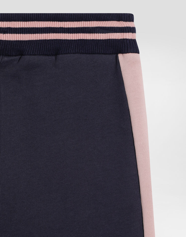 Dolce & Gabbana Fleece palazzo pants with logo Blue L5JPE2G7NNW