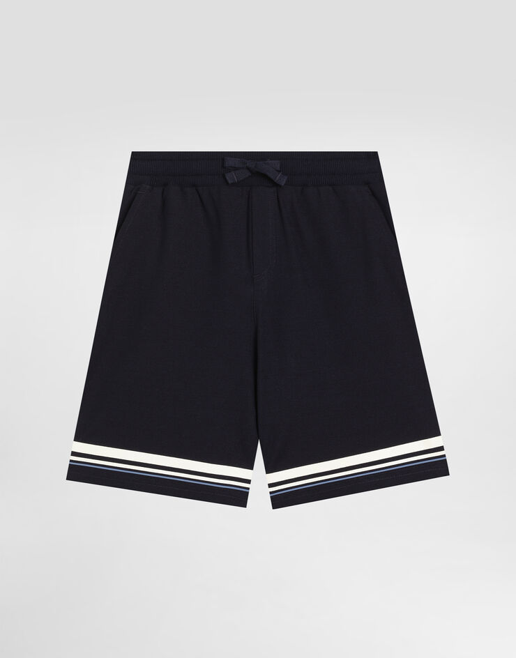 Dolce & Gabbana Bermudas aus Piqué mit Print Blau L4JQU7G7O9E